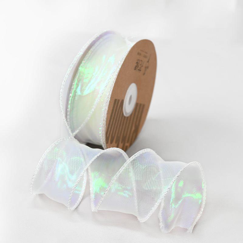 Iridescent Pearl Wave Silk Ribbon: Fishtail Yarn for Floral Arrangements & Decorations