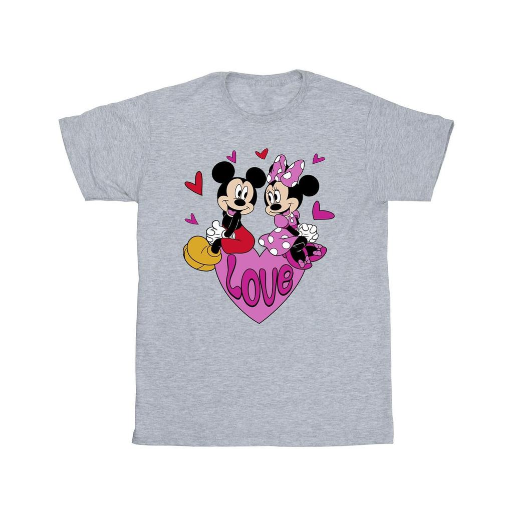 Disney Mens Love Hearts Mickey & Minnie Mouse T-Shirt