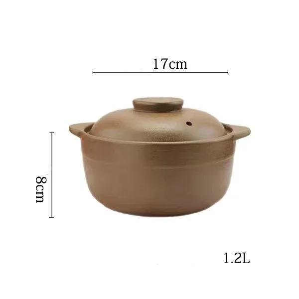 0.8L 1.2L 1.6L Casserole Clay Casserole High Temperature Resistant Household Open Flame Unglazed Stew Pot Soup Porridge
