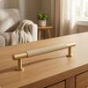 Bar Pull with Knurled Grip Solid Brass Cabinet Sleek for Bathroom