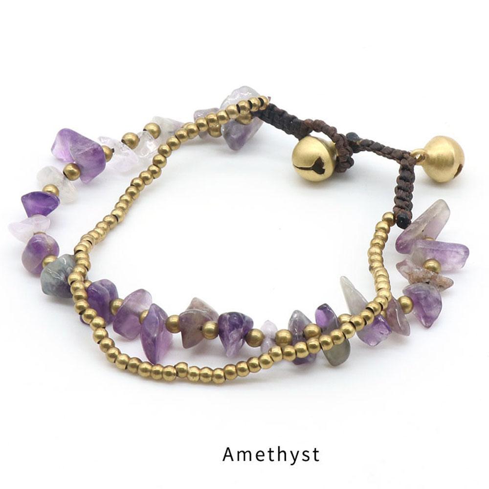 

1 шт., браслеты из натурального камня в богемном стиле с кристаллами и щебнем для женщин и мужчин, повседневная одежда, украшения для праздников, подарки 18-18,5 см 18cm