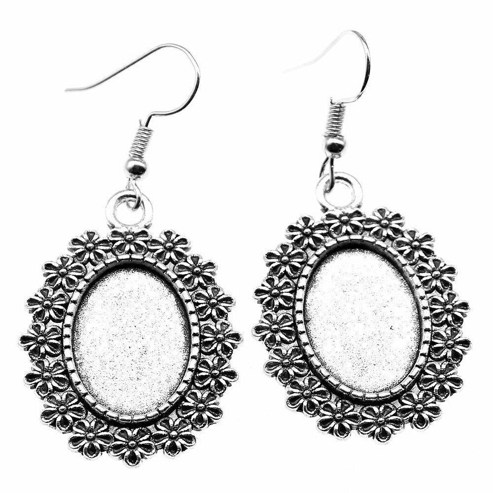 Ovale Cabochon Base Hængeøreringe DIY Foto Smykke Tilbehør Håndlavede Gaver