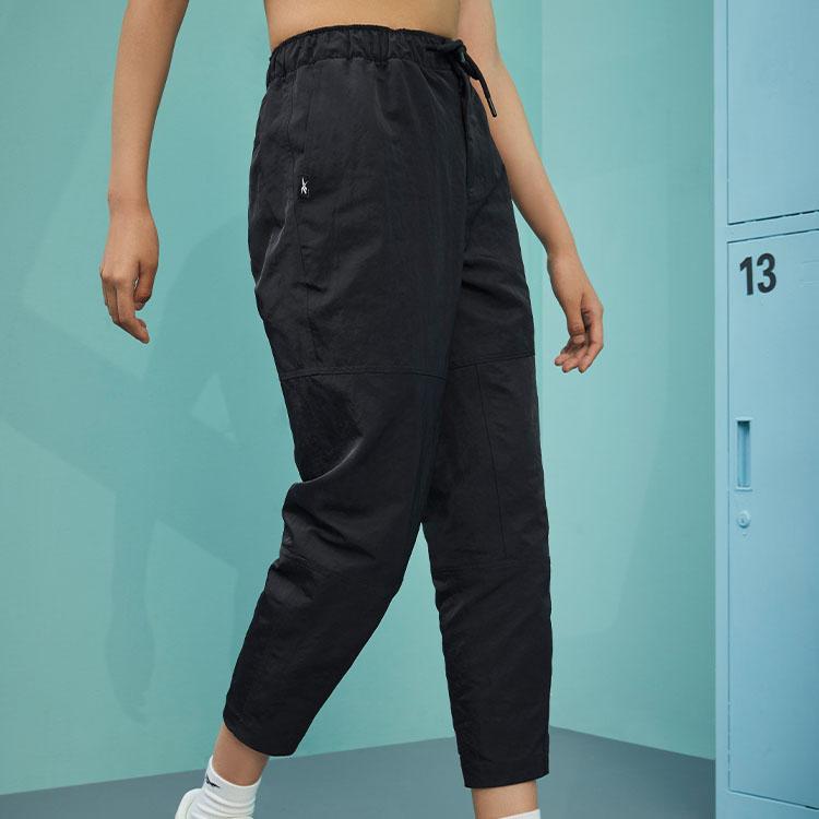 Reebok Solid Color Lace-Up Work Casual Pants Women Bottoms Black 23RMS602W001