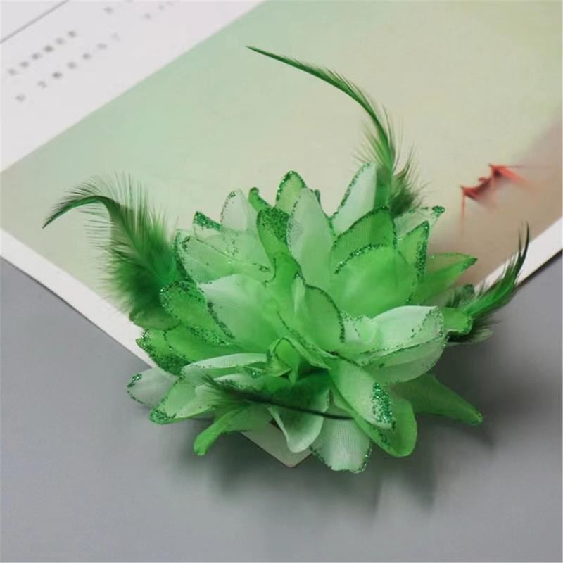 Fabric Flower Headband Feather Flower Hairband Women Evening Party Headpieces
