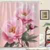 Open 1 piece beautiful camellia theme digital printed shower curtain, polyester fabric shower curtain, bathroom accessories