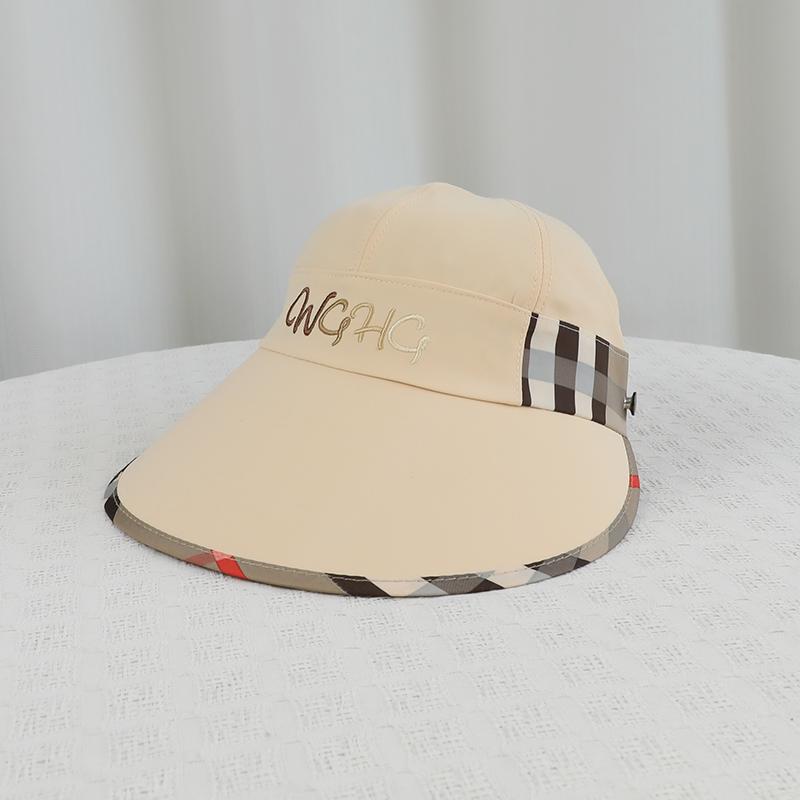 Cappello da sole estivo a tesa larga da donna, cappello da sole a quadri alla moda e versatile, cappello da sole per il tempo libero all'aperto e i viaggi