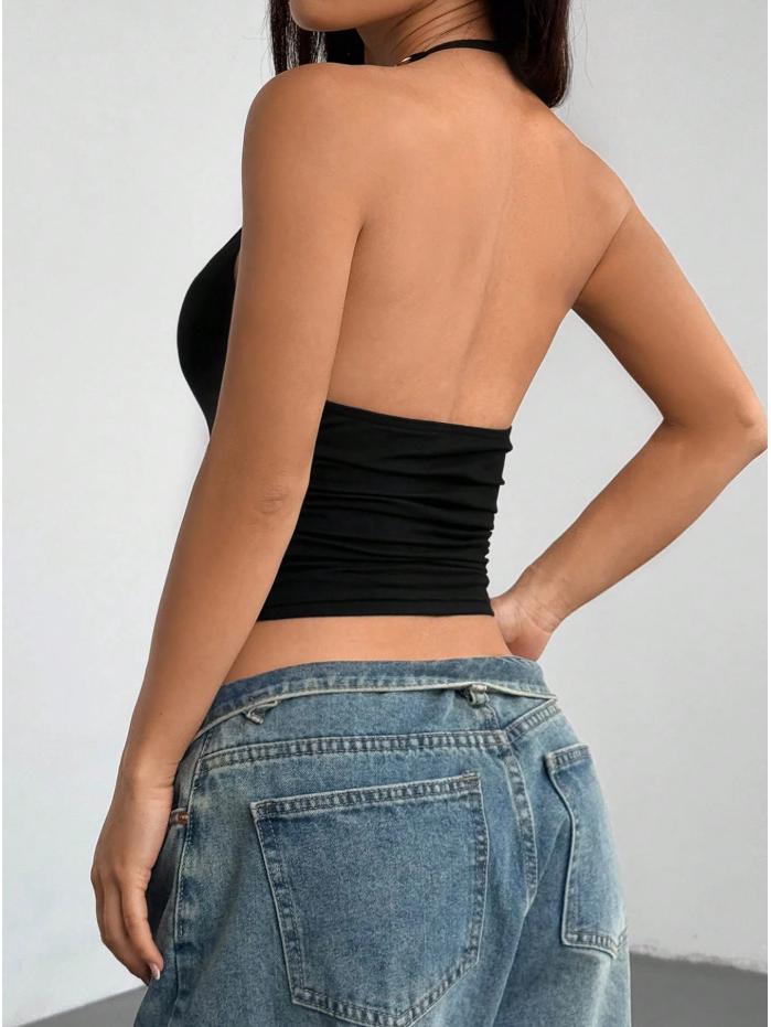 Women's European & American V-Neck Sleeveless Halter Bodycon Vest