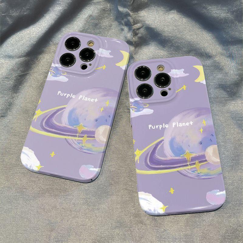 Applicable to Apple 11promax mobile phone case iPhone11 film hard case romantic purple 11 planet mobile phone case