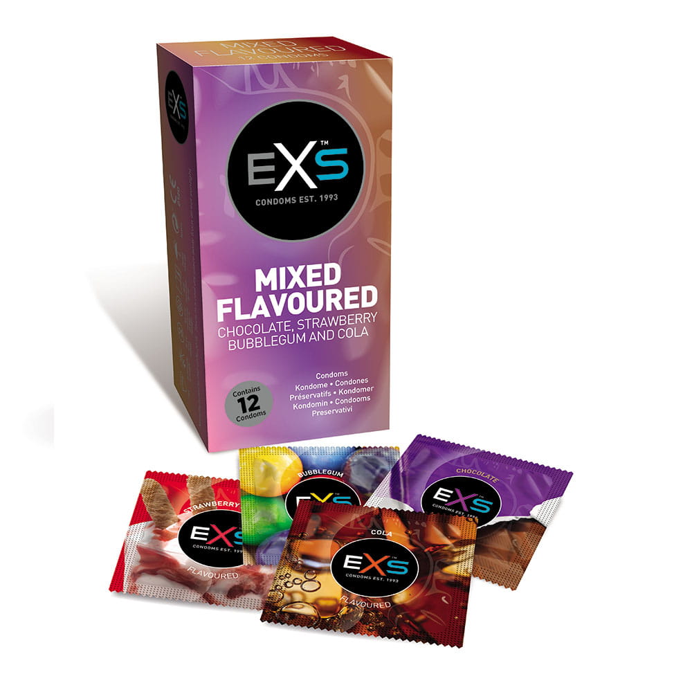 EXS Premium Assorted Flavored Condoms, 12-Pack