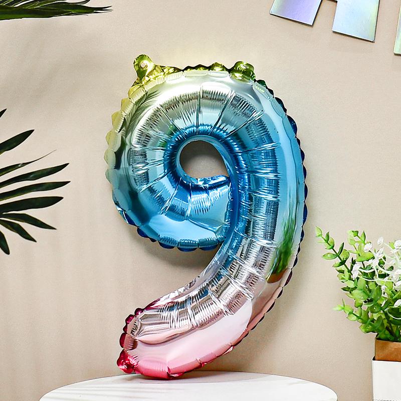 16-Inch Colorful Rainbow Gradient Aluminum Balloon for Kids' Birthday Decoration, Ages 1-5