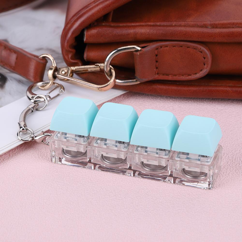 Keyboard Fidget Keychain 4 Keys Keyboard Clicker  with LED Light Keyboard Fidget  DIY Keyboard Cube  for Adult and Kids