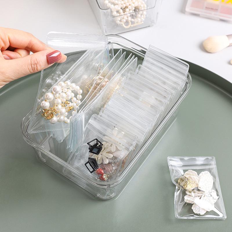 60Pcs Self-Sealing Clear Plastic Jewelry Bags, Waterproof Rust-Proof Zipper Pouches for Travel and Organizing