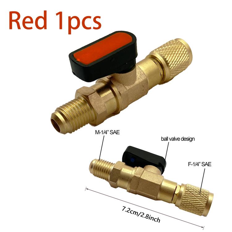 Air Conditioning Refrigerant Ball Valve 1/4" SAE Straight Shut-Off Valve for R134A R410A R22 R12 Charging Hoses AC Refrigerant