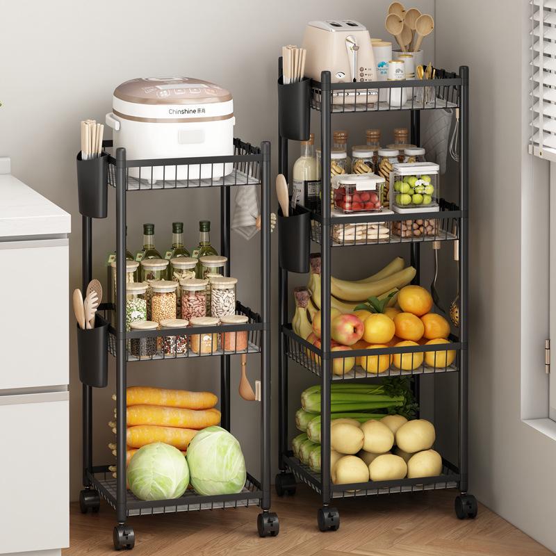 Compact Household Multi-Layer Trolley: Floor-Standing Kitchen Storage Rack