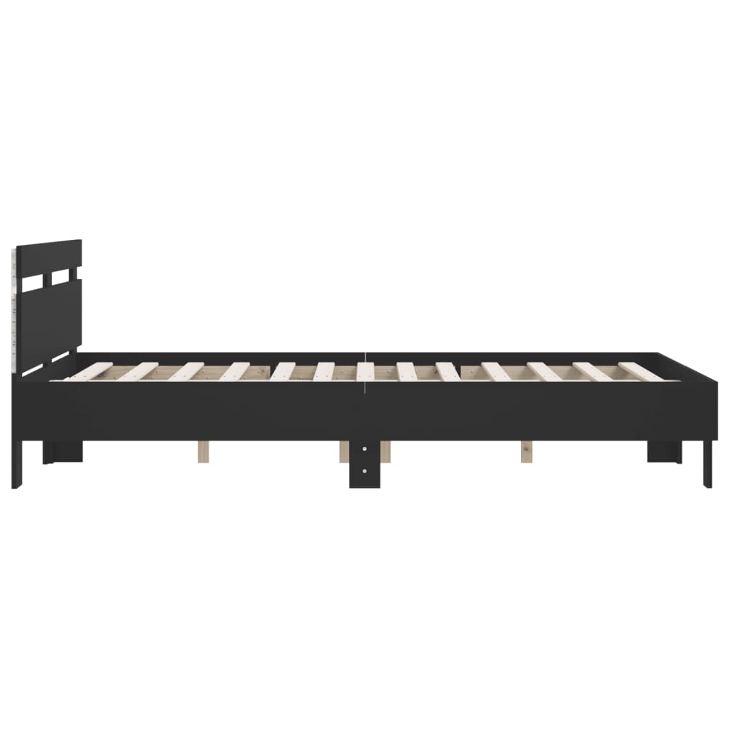 Vidaxl Rama Łóżka Z Wezgłowiem I Led, Czarna, 150X200 Cm