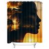 Surreal Face with Sunset Landscape Shower Curtain - Waterproof, Mildew-Resistant, Machine Washable  Artistic Bathroom Decor