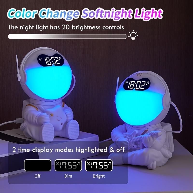 

Astronaut Sunrise Wake up Alarm Clock with Wireless Music and LED Atmosphere Colorful Night Light, suitable for bedroom bedside, dormitory,