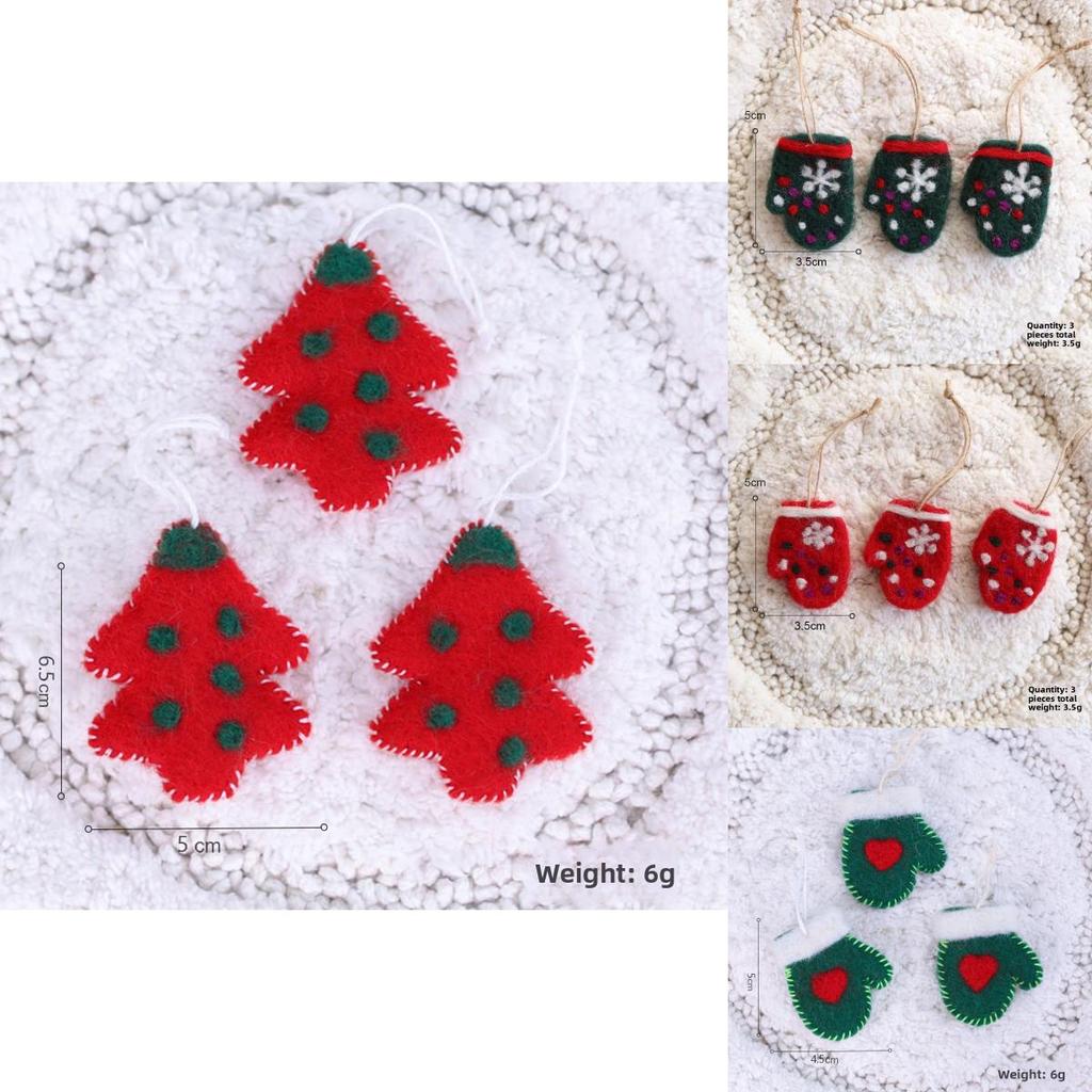 Christmas Tree Wool Felt Ornaments With Cartoon Design For Holiday Decor