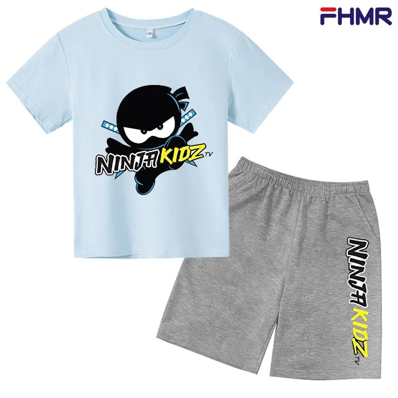 Summer Kids Ninjago T-shirt Set Boys' Clothing  Leisure Cotton PikachuShort Sleeve Preschool 3-12 Girls' Cartoon Animal Print