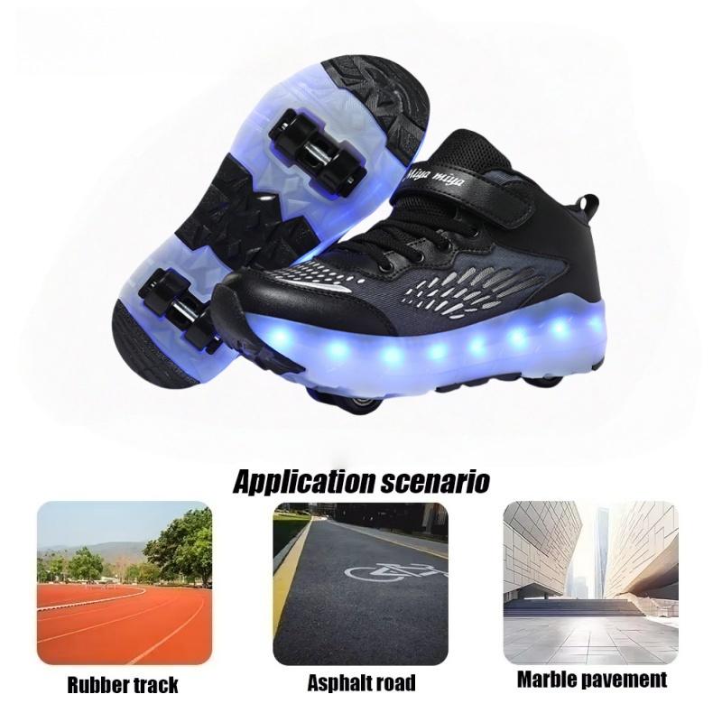 Children's Roller Skates Casual Skateboarding Shoes Sneakers Children's Sports Shoes Roller Skates LED Lights USB Rechargeable
