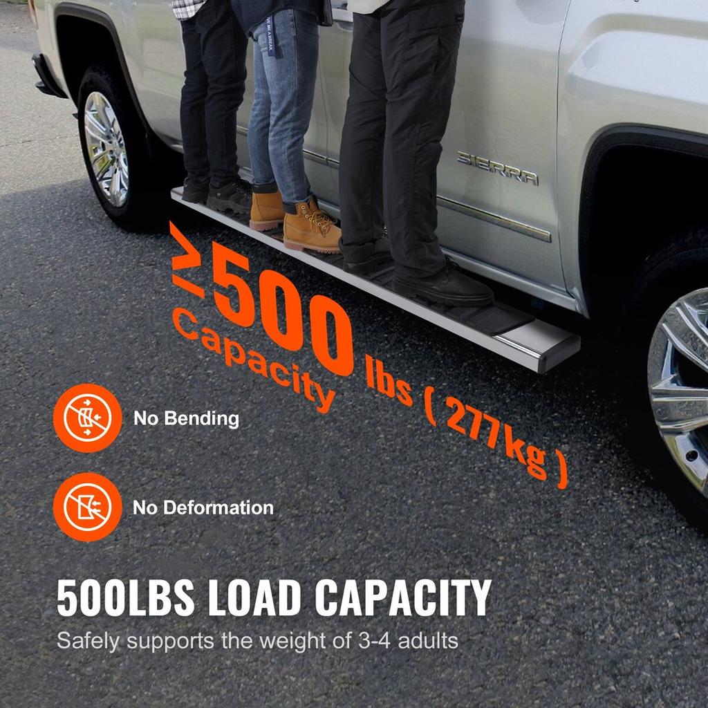 Running Boards, 6" Step Bars Compatible with 2019-2023 Chevy Silverado/GMC Sierra 1500/2020-2024 Silverado/Sierra 2500/3500HD Crew Cab, 201 Stainless