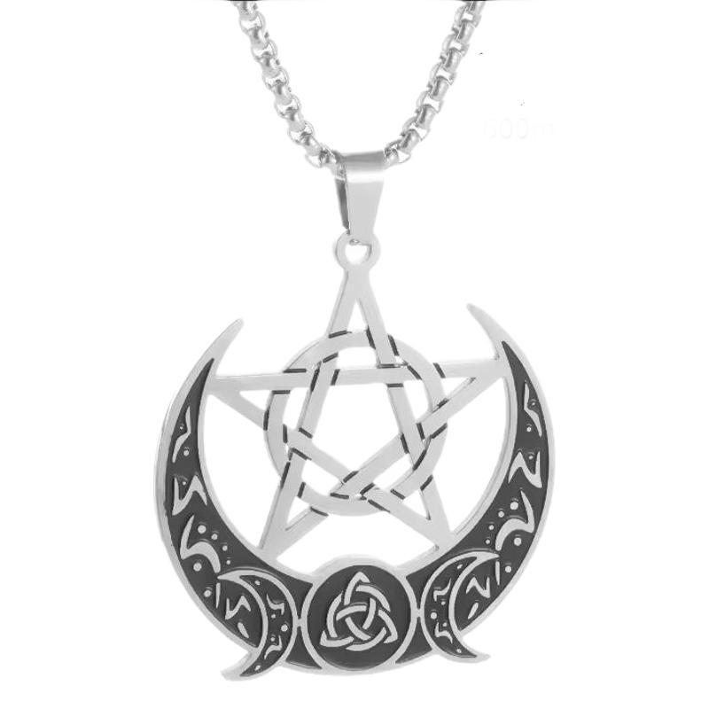 Minimalist Fashion Star and Crescent Roman Pendant Necklace Daily Versatile Couple