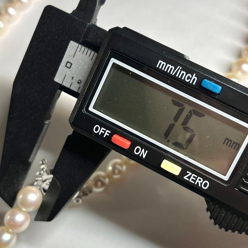 Used [Certificate of identification included] Teriyaki Akoya pearl 7.5-8.0mm Pearl necklace Silver engraved Genuine pearl pearl necklace