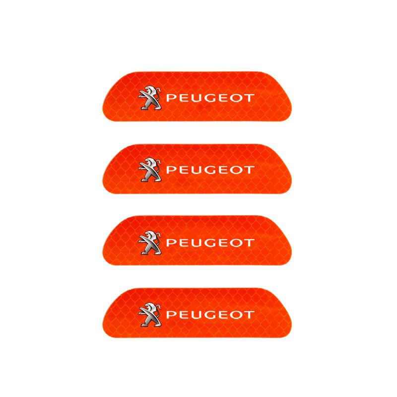 4PCS Car Door Sticker Safety Warning Reflective Mark For Peugeot 408 4008 308 3008 Rifter 5008 508 2008 208 301 RCZ 106 107 205