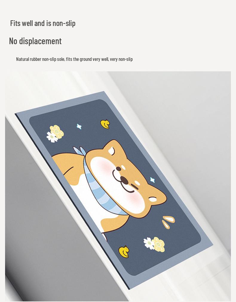 New Year Anti-Slip Red Bathroom Floor Mat - Quick-Drying, High Water Absorption