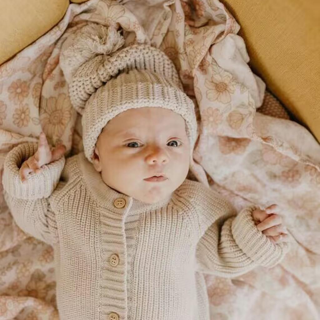 Căciulă tricotată pentru bebeluși cu pompon mare, călduroasă de iarnă, beanie pentru fotografie nou-născut, pentru băieți fete 0-12 luni