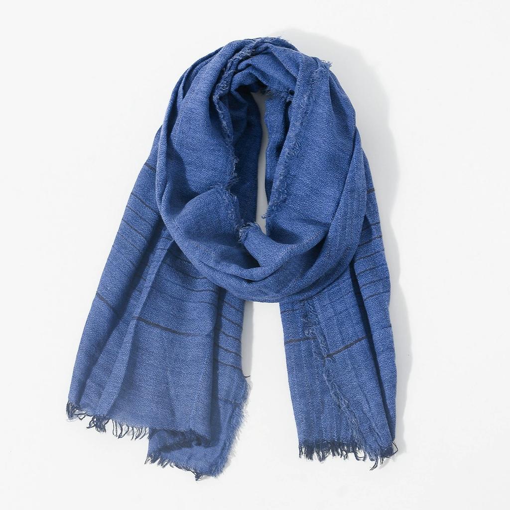 Vintage Striped Men'S Khaki Scarves Winter Men Warm Scarf Tassel Long Shawl Male Accessories