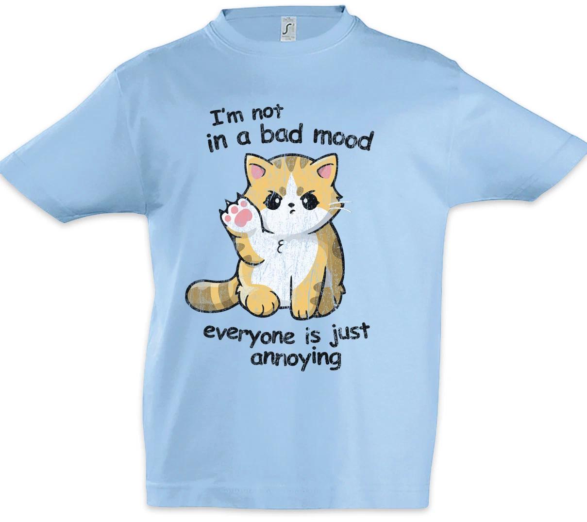 I m Not In A Bad Mood Kids Boys kids boys T-Shirt Cat Cats Love Fun Grumpy Love 100