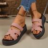 Large-size Women's Shoes - New Style Thick-soled Casual Flip-flops with An Open Toe Design
