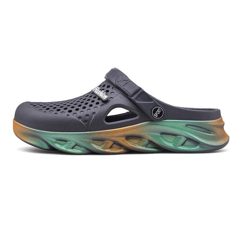 Large Size Summer New Couple Slippers Lightweight Hollow Sandals, Men's Bag Head Beach Shoes EVA Hole Shoes