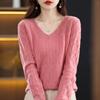 2025 Stylish V-Neck Cashmere Wool Sweater: Loose Fit for Autumn/Winter