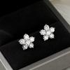Moissanite 5 Petal Flower Earrings White Gold Stud Earring for Women 925 Sterling Silver Moissanite Diamond Earring Gift