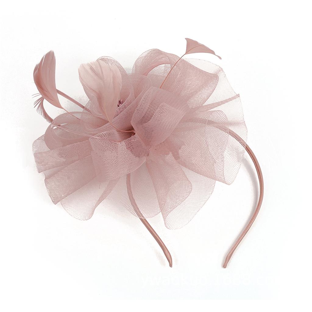 Women Fascinator Hat Cocktail Wedding Party Church Headpiece Elegant Headwear Feather Bride Hairpin Stamen Mesh Hair Accessories