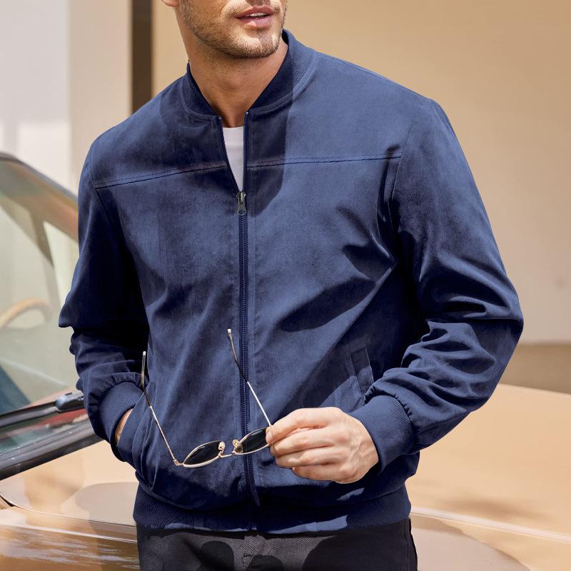 Herren Casual Arbeitsjacke Langarm Reißverschluss Vorne Leichte Utility Jacke mit Rippbündchen an Ärmeln und Bund für Tägliches Pendeln und Outdoor-Aktivitäten