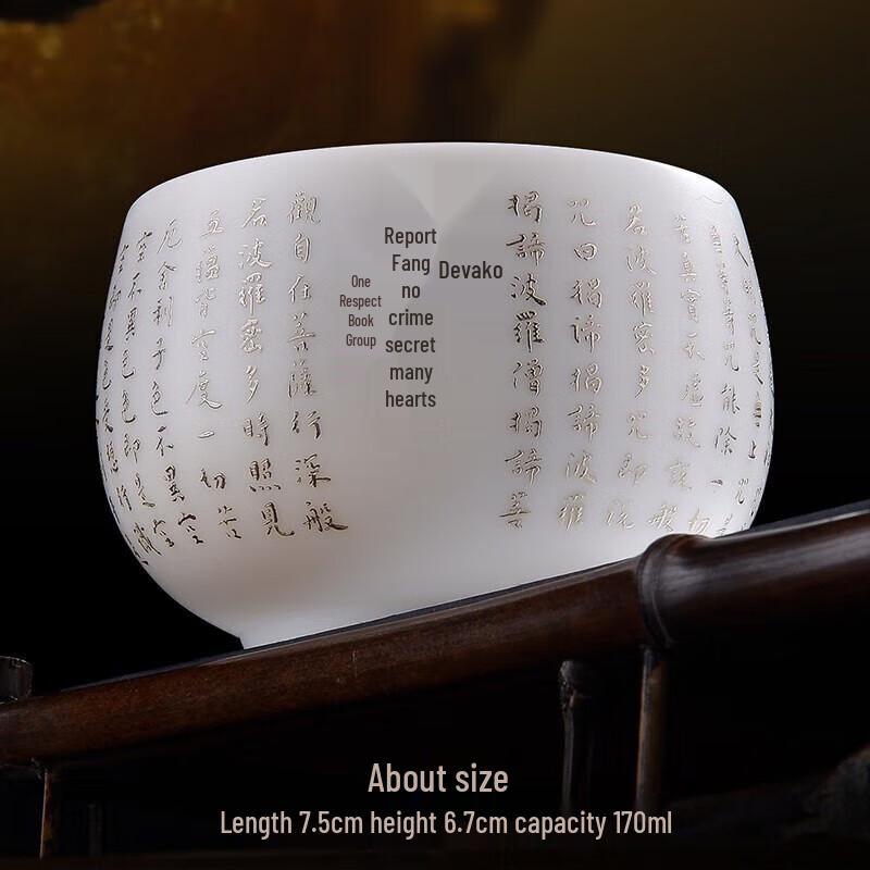 Chaxun Dehua White Porcelain Heart Sutra Tea Cup
