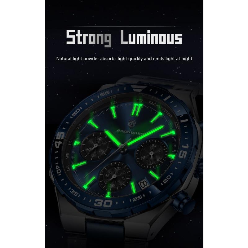 POEDAGAR Top Luxury Man Wristwatch Date Waterproof Luminous Chronograph Watch for Men Stainless Steel Quartz Watches Reloj