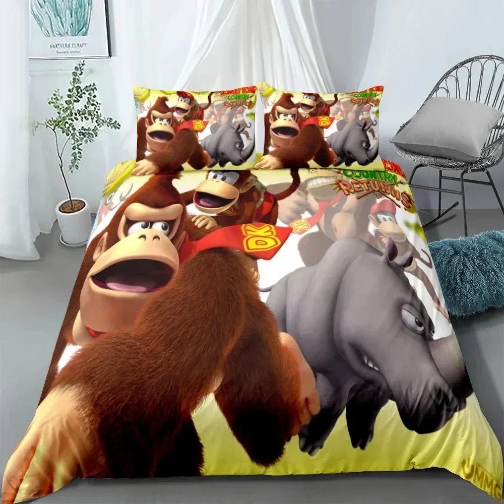 Affe Cartoon Donkey Kong Bettbezug Set King Queen Double Full Twin Einzelgröße Bettwäsche Set Bezug mit Kissenbezug Kundenspezifisch