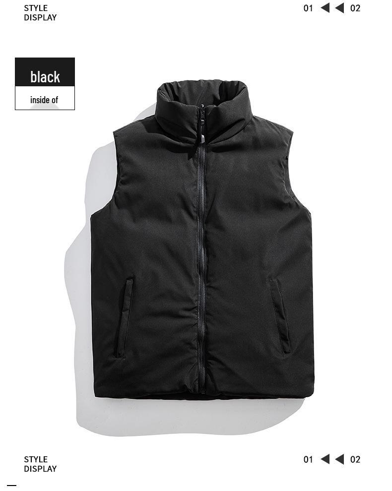 In-Stock Men's & Women's Double-Sided Thickened Down Cotton Vest with Stand-up Collar - Warm, Trendy, Casual for Autumn/Winter