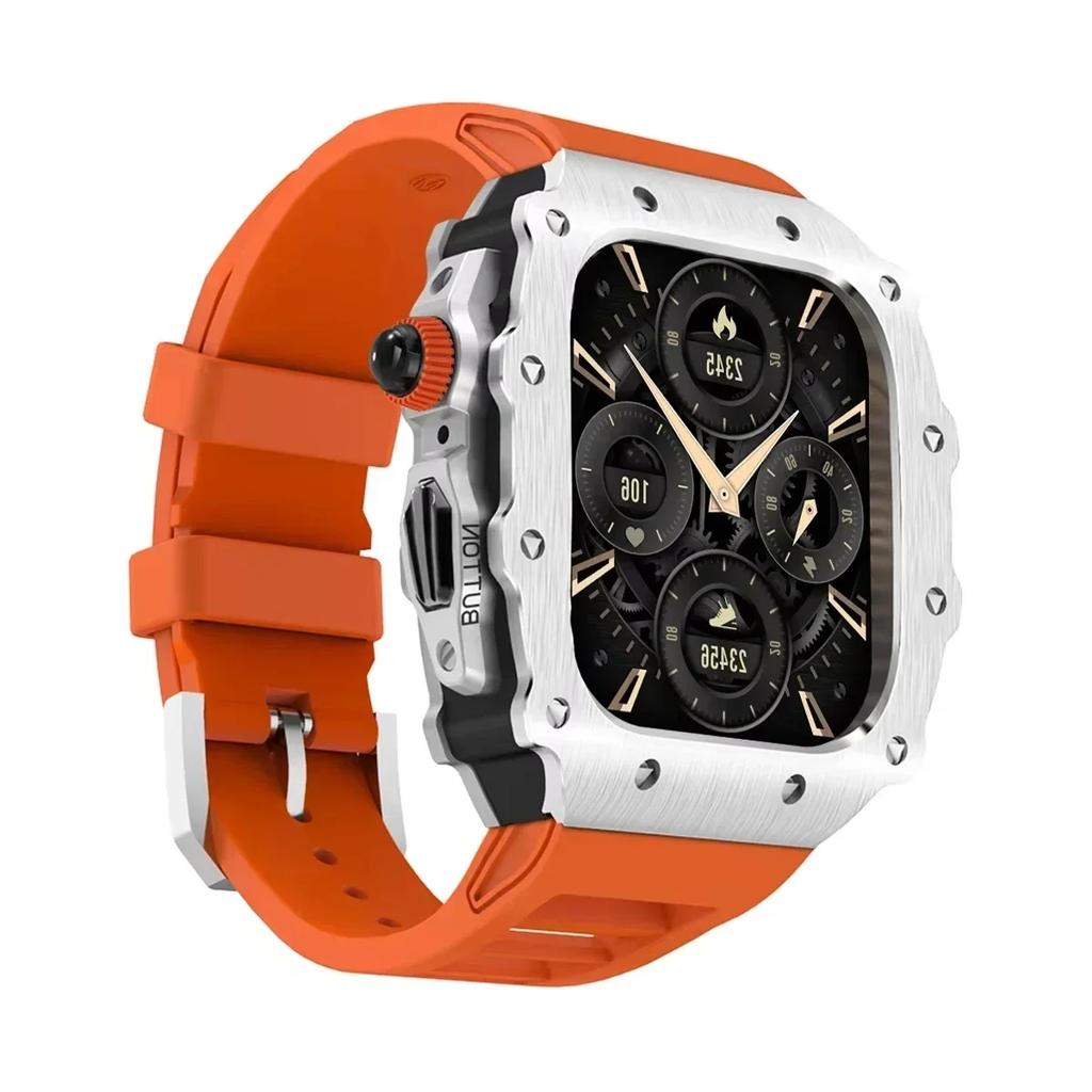 Luxus Metallgehäuse Mod Kit Für Apple Watch S11 10 46MM Edelstahlgehäuse +Silikonband für IWatch Serie 9 8 7 6 5 44mm 45mm