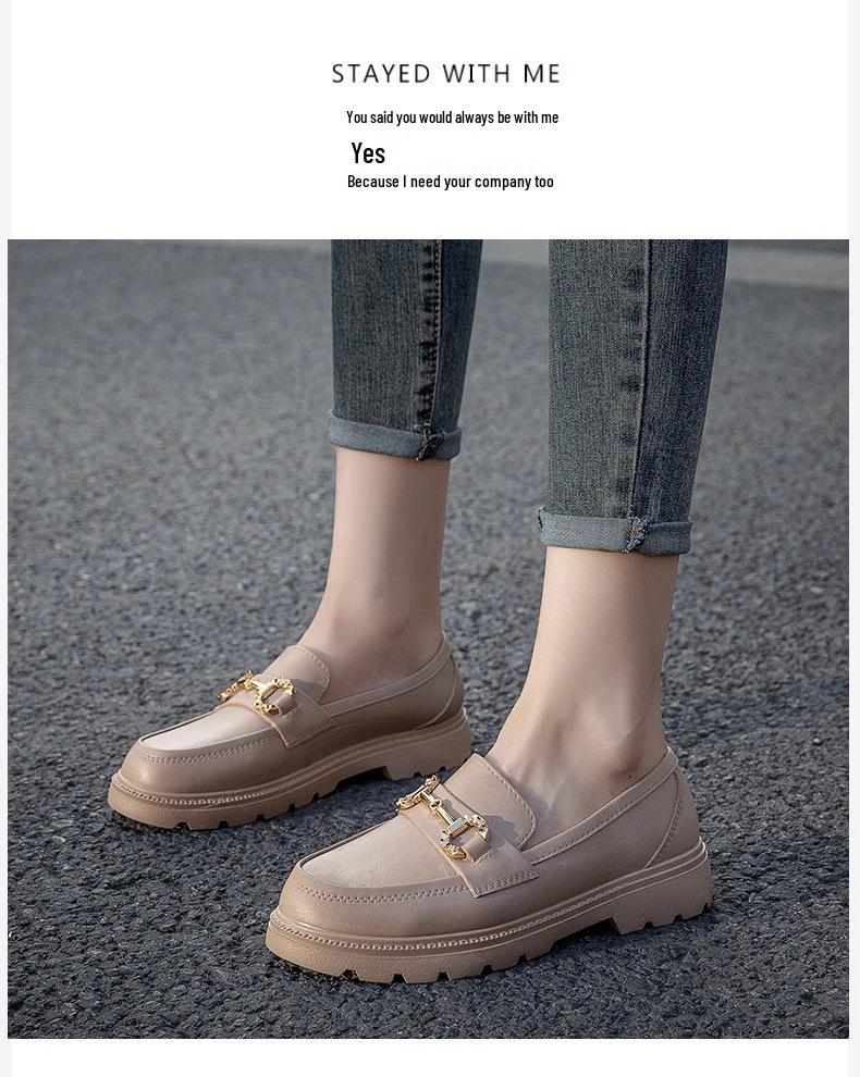 Women's Classic Waterproof Non-Slip Loafers: Thick Sole, Wear-Resistant, British & Korean Style Rain Shoes for Students