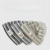 Striped Knitted Hat for Women In Autumn and Winter Korean Style Fashion Letter Patch Big Head Circumference Showing Face Small Woolen Hat