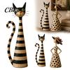 Unique Gifts for Cat Lovers 2Pcs Vintage Lady And Sculptures Set, Resin Striped Figurine, Retro Elegant Desktop Decorations Statue with Polka