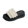 French Small Fragrant Slippers Women's Summer Wear 2025 New Internet Celebrity Fashion Pearl Tassel Thick Bottom Beach Cool Slippers