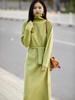 Elegant Stacked Collar Wool Sweater Dress for Women, Knee-Length, Slimming Fit, Solid Color, Perfect Base Layer Sweater.