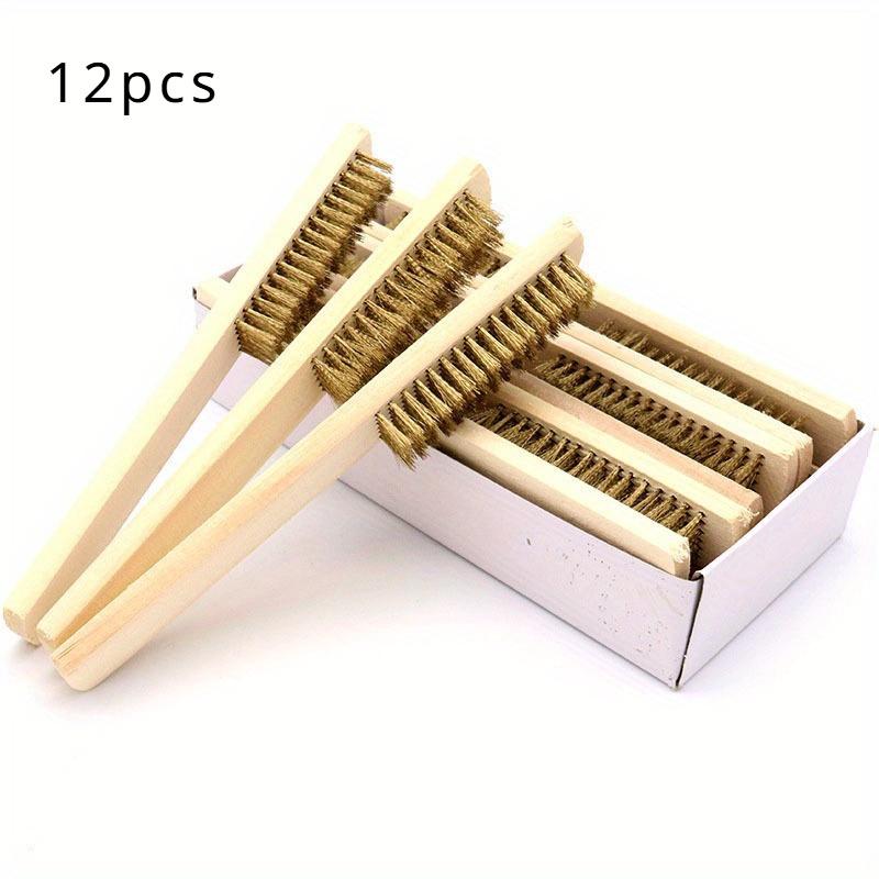 

1 шт. Щетки из латунной проволоки - Сверхпрочные 6x16 рядов щетины для детализации автомобиля, удаления ржавчины и полировки, инструменты для чистки металла с деревянной ручкой 1pcs