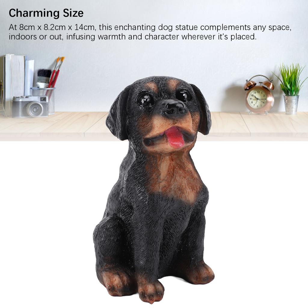 Dog Desktop Ornament Resin Adorable Sitting Dog Figurine for Bedrooms Balconies Bookshelves Gift